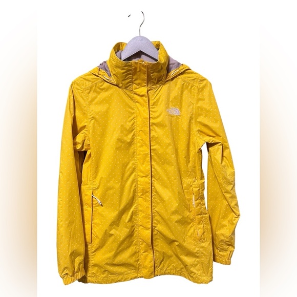 The North Face Yellow Polka Dot Rain Jacket – Size Small Petite - Picture 1 of 7